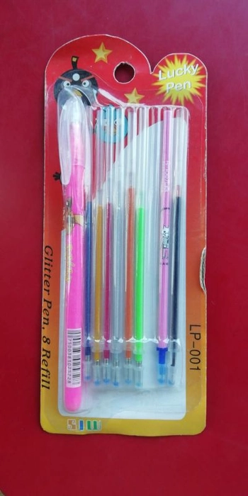 Glitter Pen And 8 Refil)